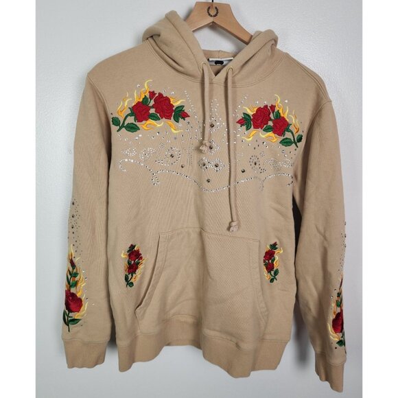 Teddy Fresh Tops - Teddy Fresh Women's Sz. S Embroidered Bling Tan Hooded Sweatshirt